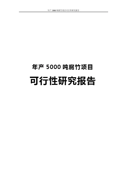 年产5000吨腐竹项目可行性研究报告