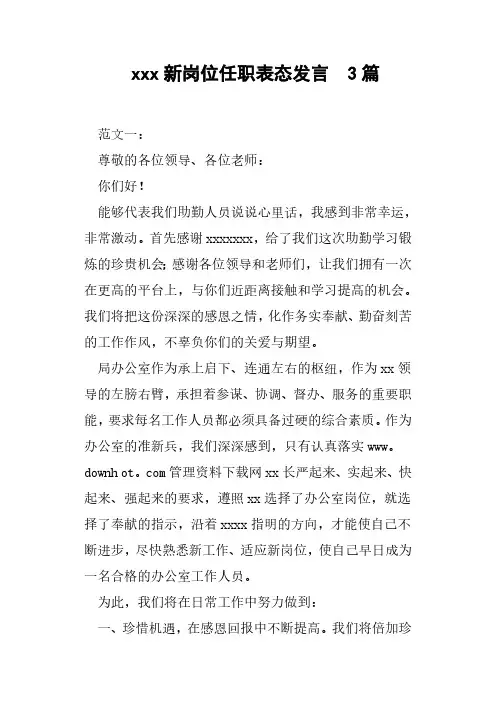 新岗位任职表态发言3篇