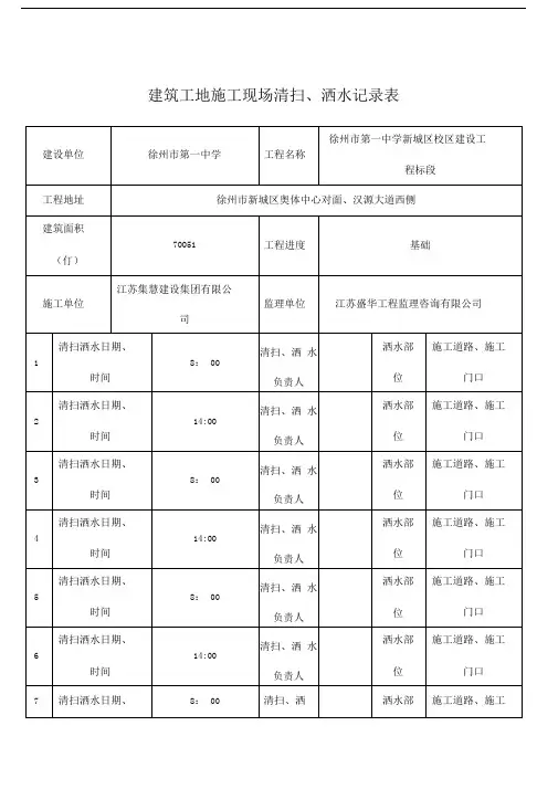 建筑工地施工现场洒水记录表