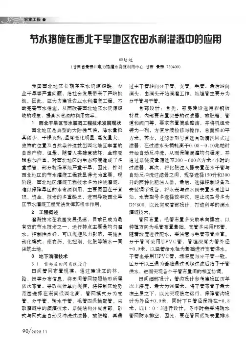 节水措施在西北干旱地区农田水利灌溉中的应用