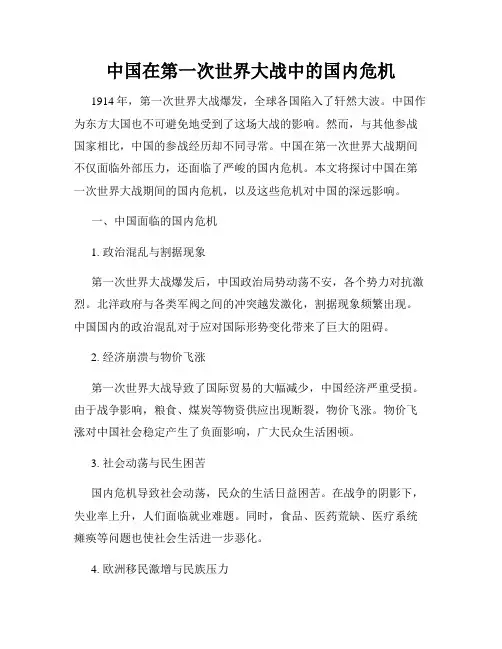 中国在第一次世界大战中的国内危机