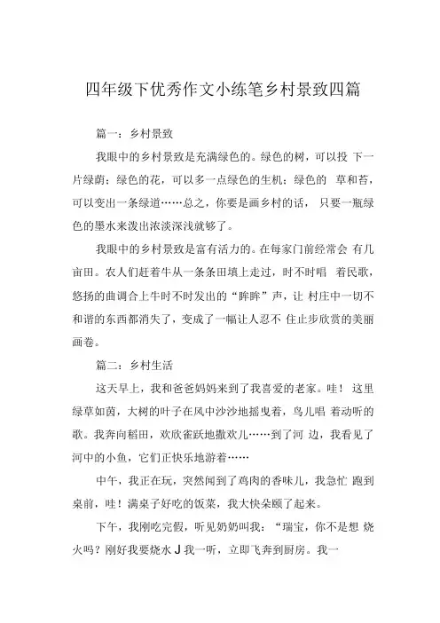 四年级下优秀作文小练笔乡村景致四篇