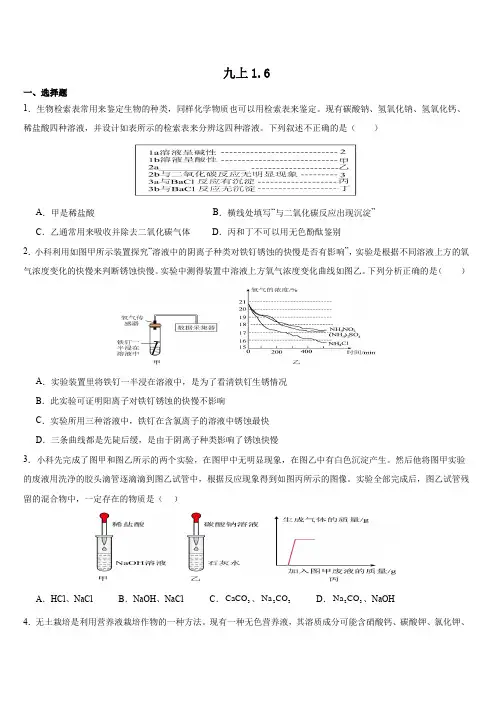 1.6几种重要的盐练习浙教版九年级上册科学