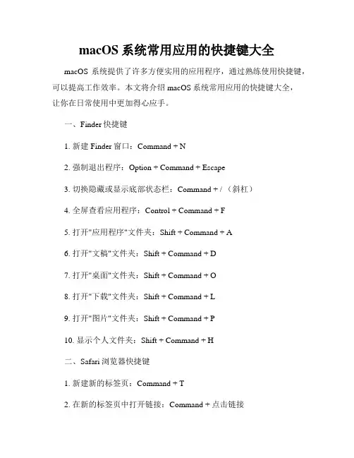 macOS系统常用应用的快捷键大全