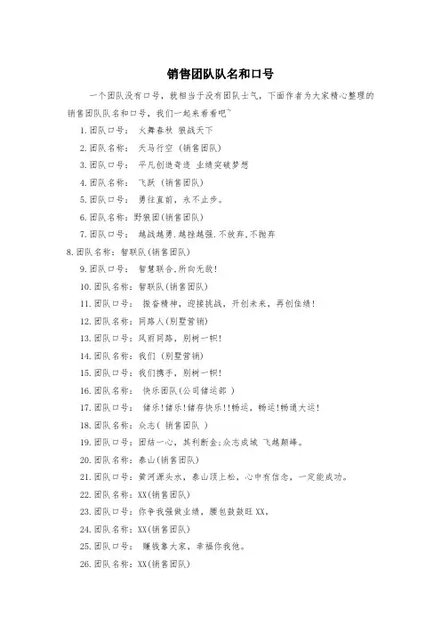 销售团队队名和口号