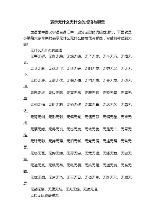 表示无什么无什么的成语有哪些