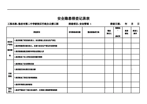 安全隐患排查记录表