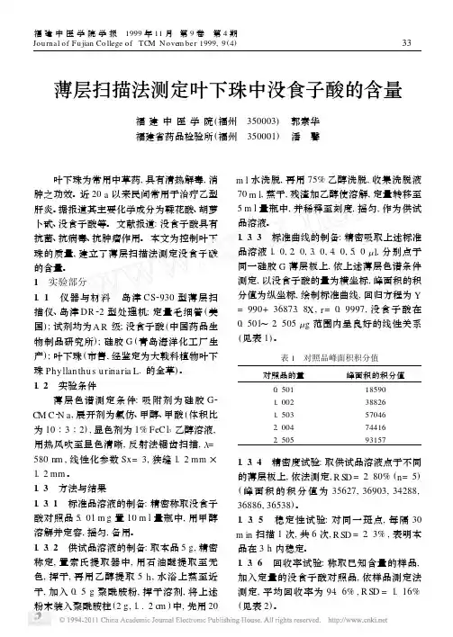 薄层扫描法测定叶下珠中没食子酸的含量