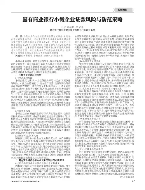 国有商业银行小微企业贷款风险与防范策略