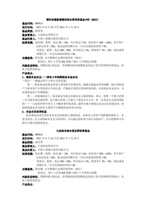 基金卖点与优势