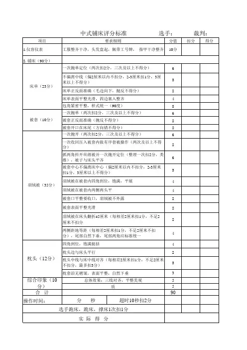 铺床评分