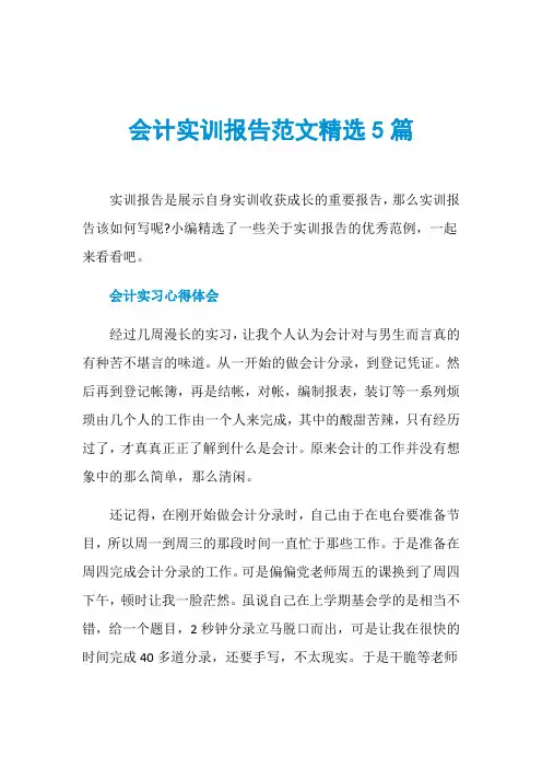 会计实训报告范文精选5篇