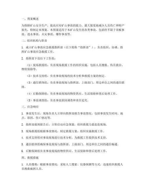 矿山事故应急救援预案