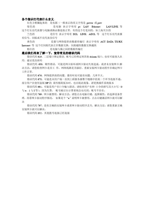 modem(猫)故障分析和宽带常见代码