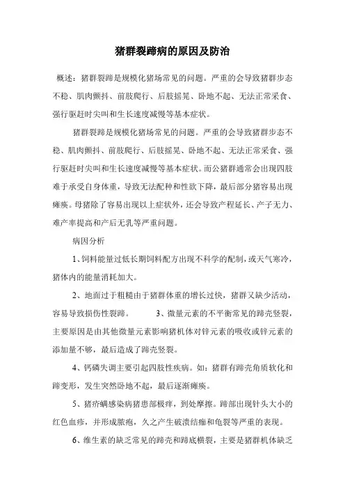 猪群裂蹄病的原因及防治.doc
