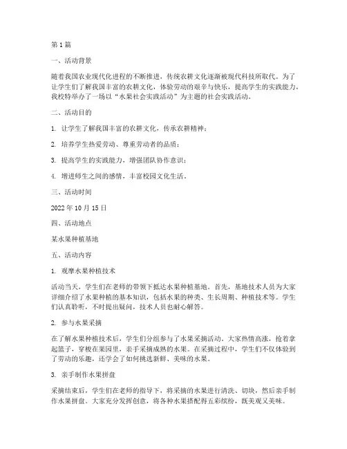 水果社会实践活动(3篇)