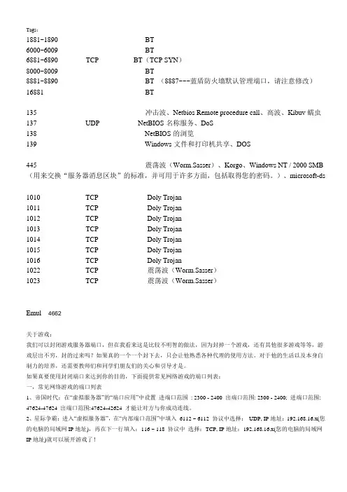 计算机常见端口大全