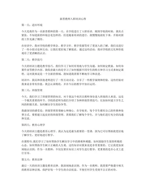 新晋教师入职培训心得