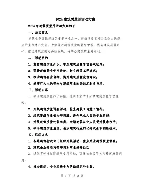 2024建筑质量月活动方案