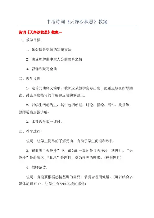 中考诗词《天净沙秋思》教案