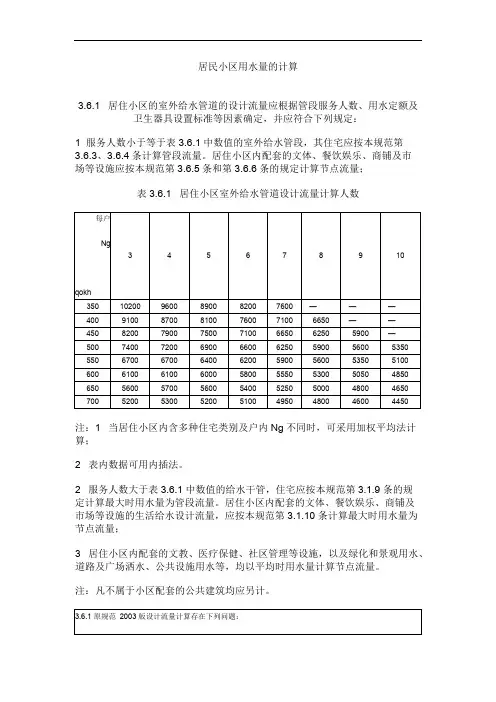 住宅小区用水量计算方法