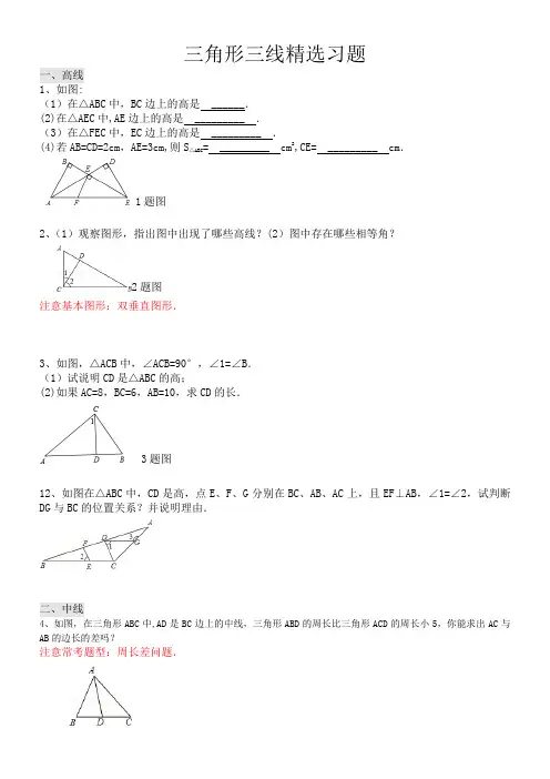 三角形的三线分类练习