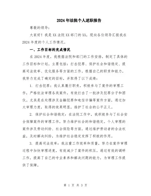 2024年法院个人述职报告