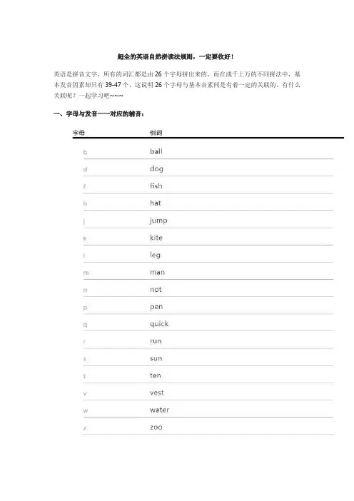 超全的英语自然拼读法规则,一定要收好!