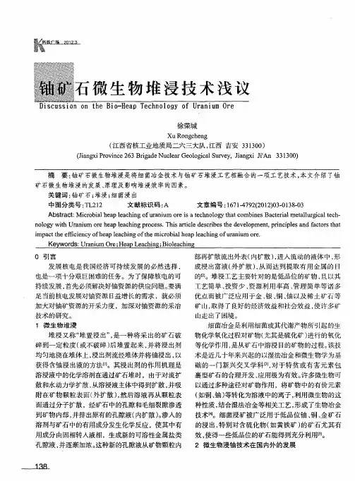 铀矿石微生物堆浸技术浅议