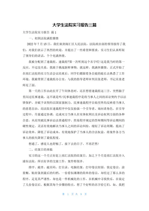 大学生法院实习报告三篇