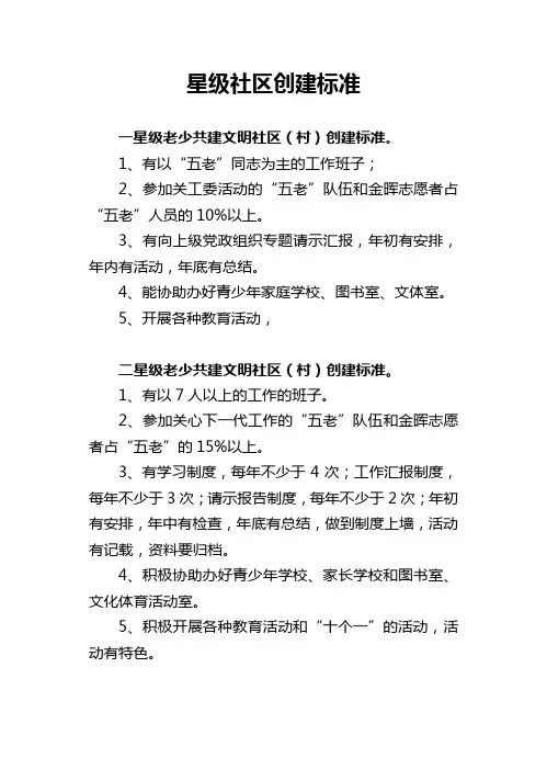 星级社区创建标准