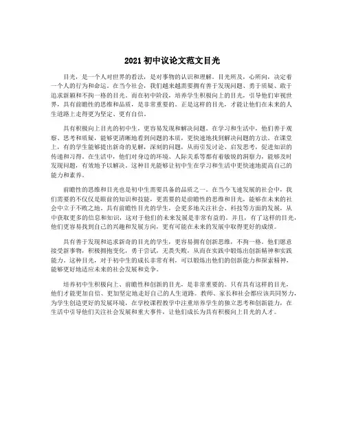 2021初中议论文范文目光