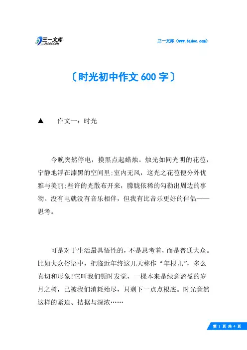 时光初中作文600字