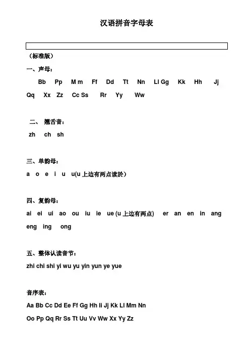 汉语拼音字母表(标准版)
