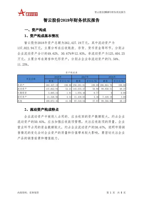 智云股份2018年财务状况报告-智泽华
