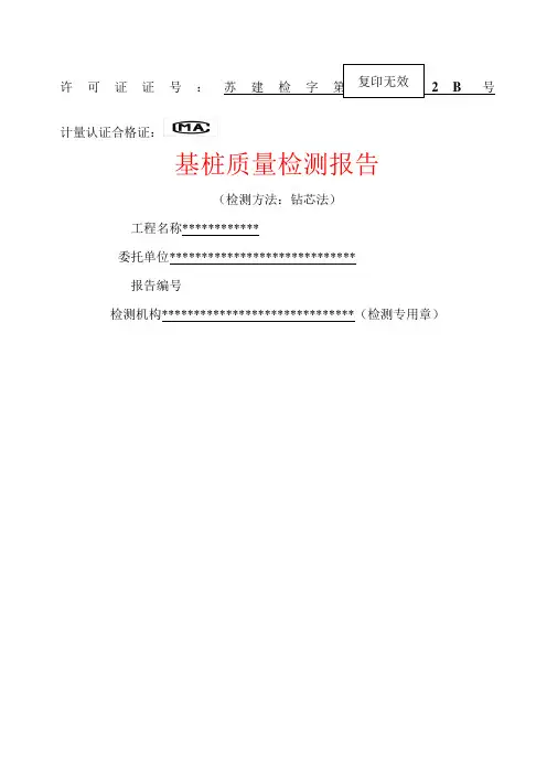 桩基取芯检测报告样板