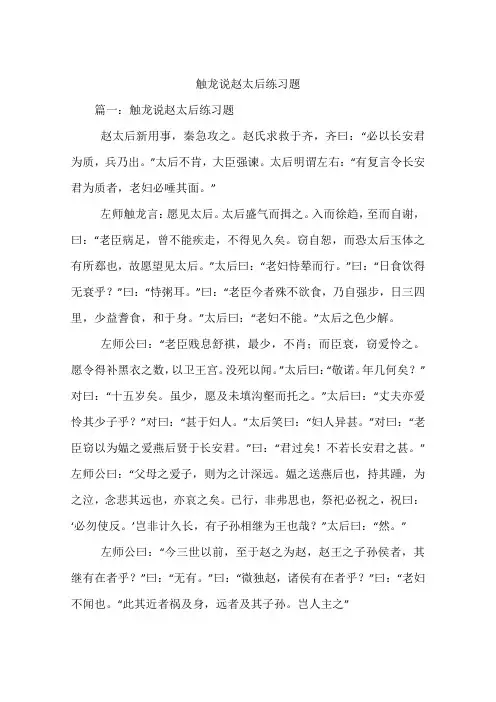 触龙说赵太后练习题