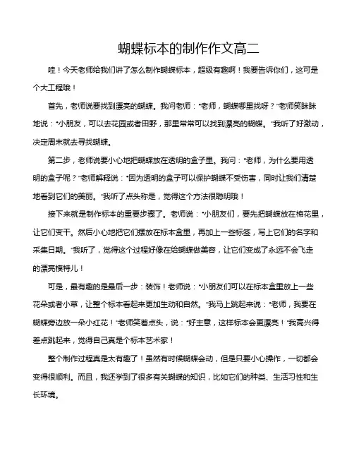 蝴蝶标本的制作作文高二