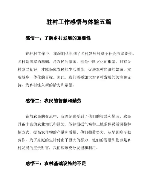 驻村工作感悟与体验五篇