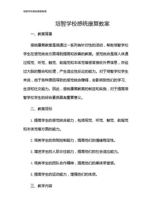 培智学校感统康复教案