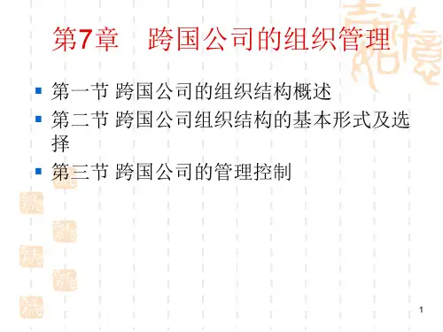 跨国公司的组织结构PPT幻灯片课件