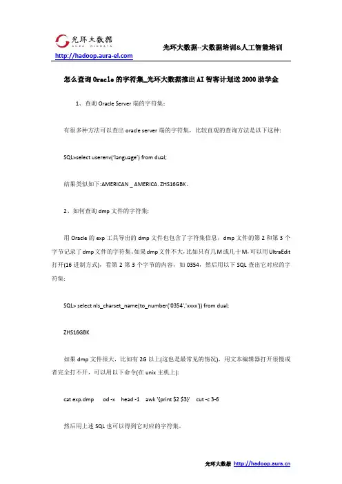 怎么查询Oracle的字符集_光环大数据推出AI智客计划送2000助学金