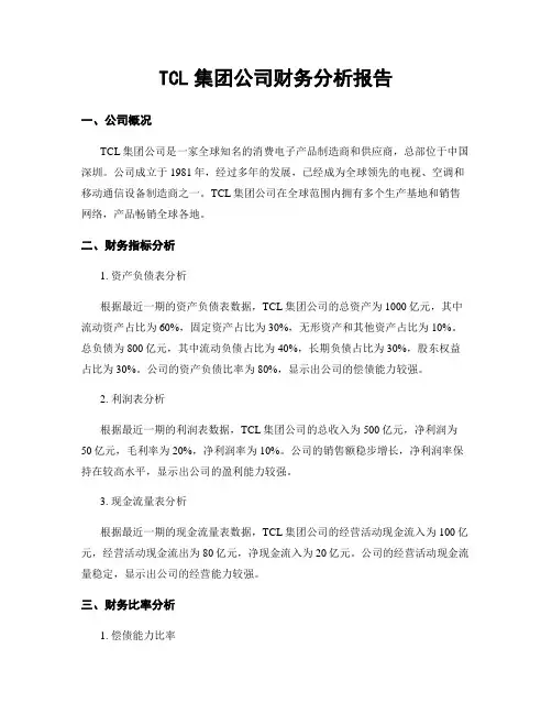 TCL集团公司财务分析报告