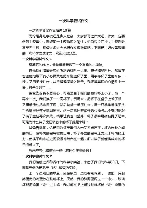 一次科学尝试作文