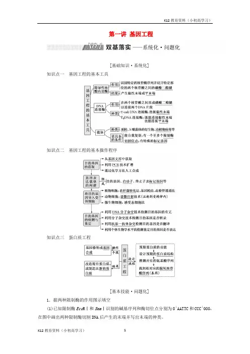 推荐K122019版高考生物一轮复习现代生物科技专题第一讲基因工程精选教案