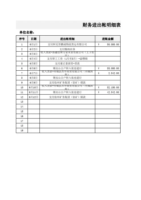 财务进出帐明细表