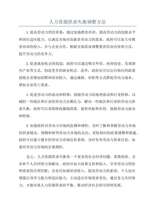 人力资源供求失衡调整方法