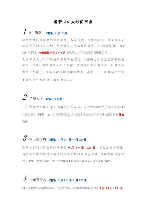 考研重要的时间节点