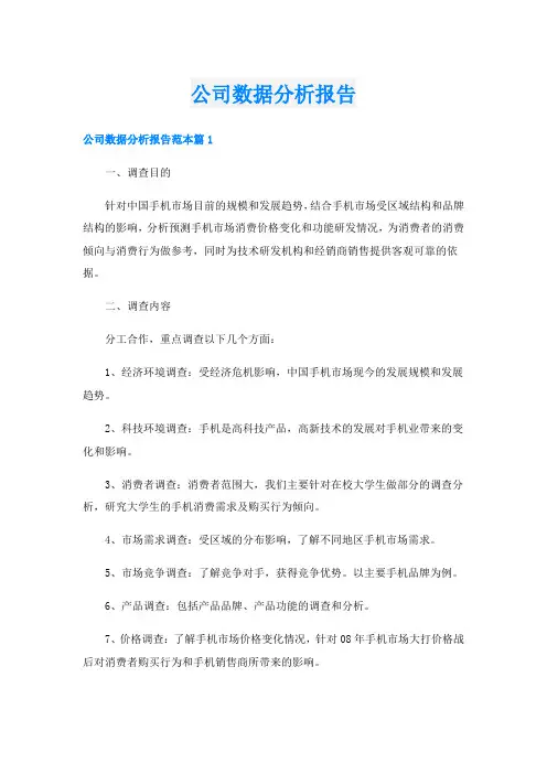 公司数据分析报告
