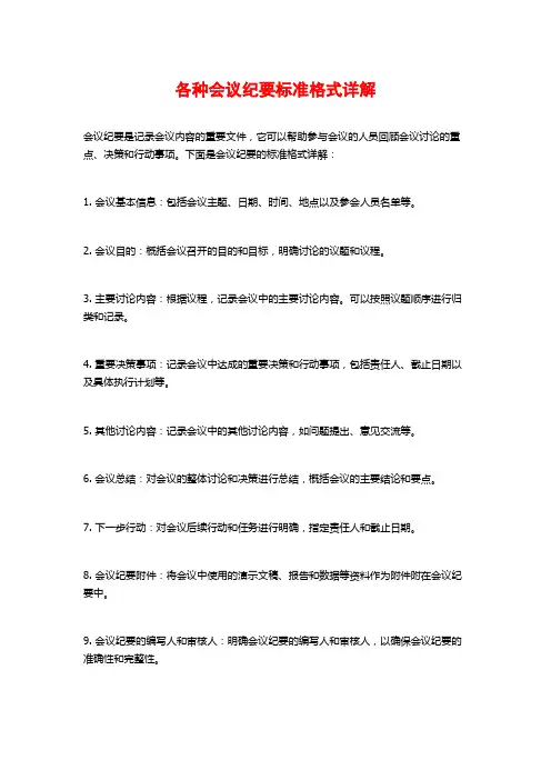 各种会议纪要标准格式详解